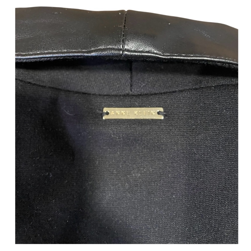 Anne Klein Black Blazer with Leather Sleeves - Picture 5 of 10